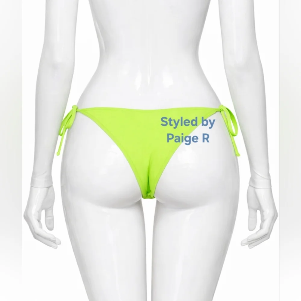 ⛱️NWT SKIMS Dippy Dipped side tie String Bikini Bottoms Neon NEON GREEN 💚3X